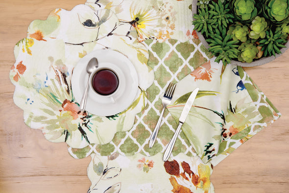 Watercolor Floral Quilted Table Linens