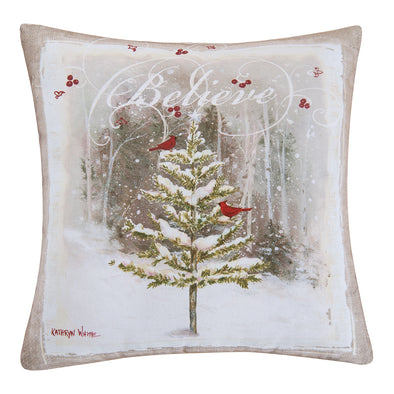Kathryn White Believe Tree Indoor Outdoor Decorative Pillow