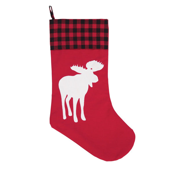 buffalo check moose stocking, lodge christmas decor