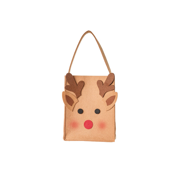 reindeer felt gift bag, reusable gift card holder, christmas gift wrapping