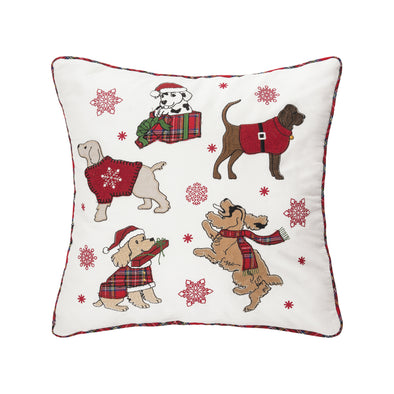 festive playful dogs pillow, pet lovers gift, dog decorative pillow, christmas pillow