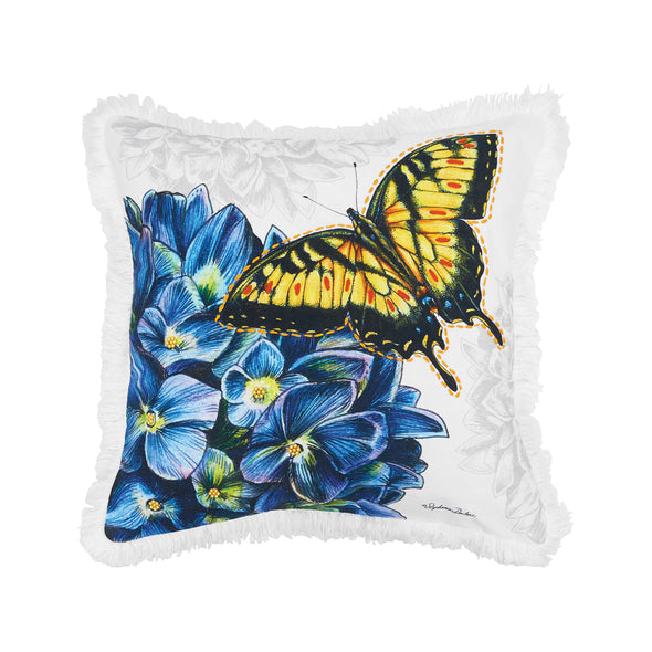 Botanical Butterfly Floral Pillow