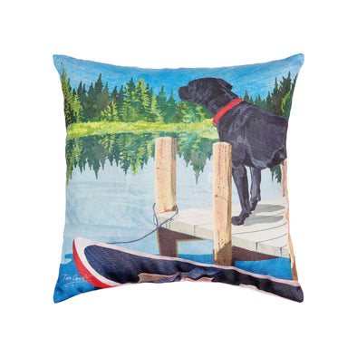 Dog at the Lake Indoor Outdoor Pillow