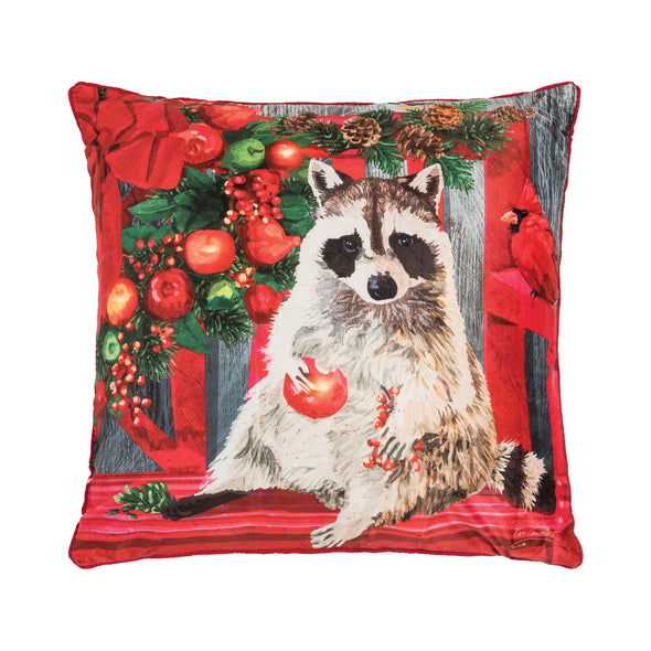 Holiday Racoon LED Pillow, Patti Gay christmas pillow