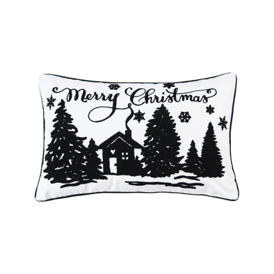 Sharyn Sowell Merry Christmas Pillow, black and white christmas pillow