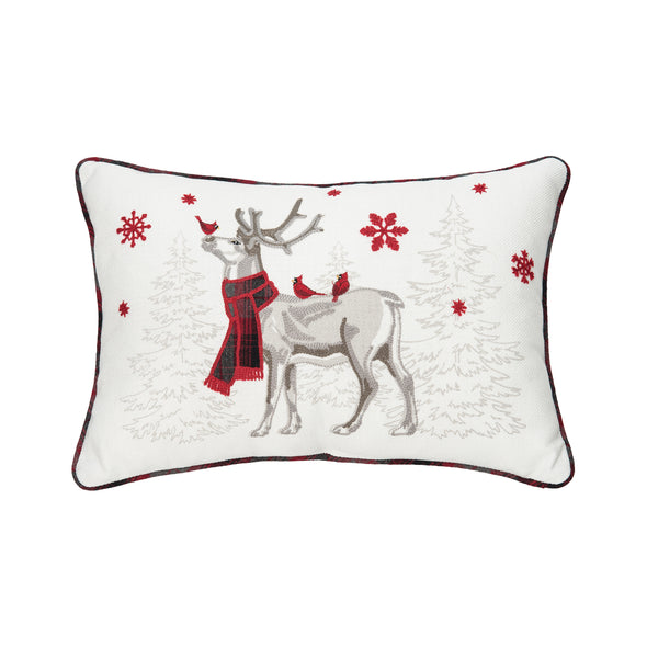 frosty deer pillow, embroidered pillow, christmas pillow