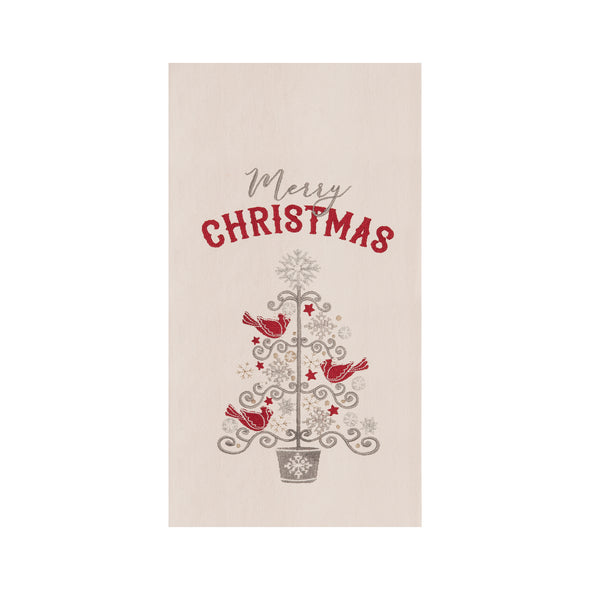 Beth Buffington merry christmas kitchen towel, embroidered kitchen towel