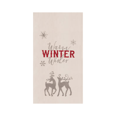 Beth Buffington warm winter wishes, embroidered christmas towel