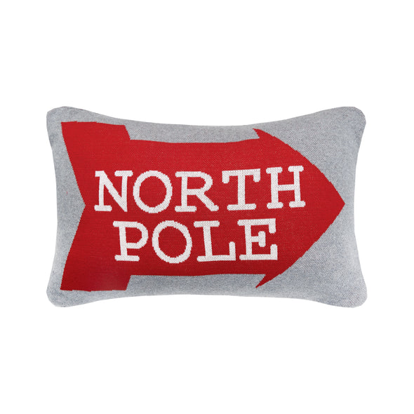 north pole pillow, red gray and white christmas pillow