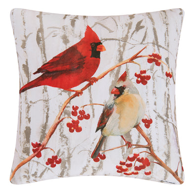 cardinal pair indoor outdoor decorative pillow, christmas pillow