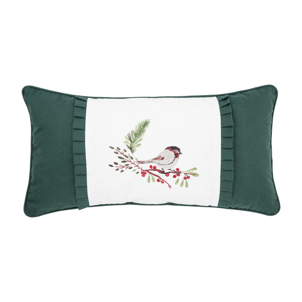 chickadee decorative pillow, holiday pillow, christmas pillow, chickadee pillow