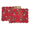 April Cornell chickadee red table linens, christmas linens, chickadee table linens