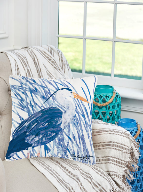 Blue Heron Decorative Pillow