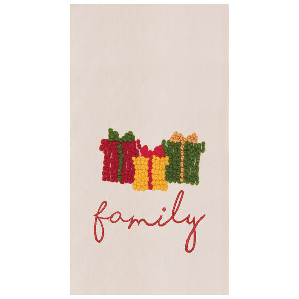 family french knot kitchen towel, christmas flour sack kitchen towel