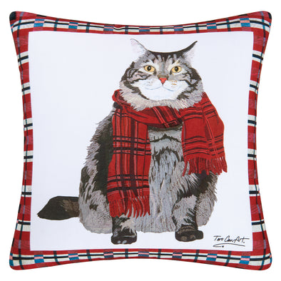 patti gay two can art indoor outdoor decorative pillow, fat cat decorative pillow, indoor outdoor christmas pillow