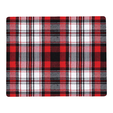 fireside plaid placemat, red white and black plaid table linen, christmas plaid placemat