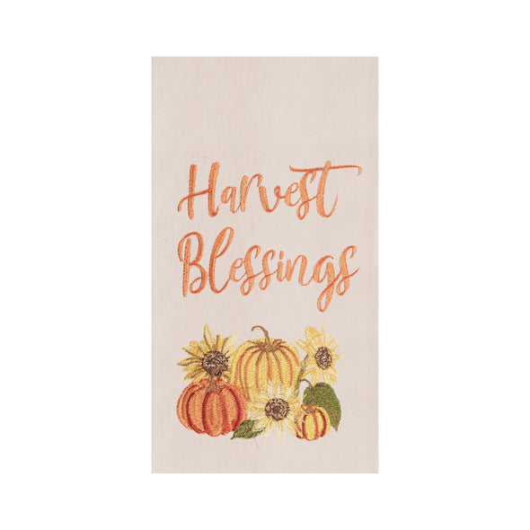 embroidered autumn pumpkin and sunflower design kitchen towel