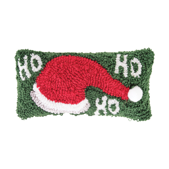 HoHoHo Hat Hooked Decorative Pillow, christmas hooked pillow, christmas pillow