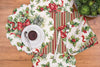 holiday ribbon table linens, christmas table linens