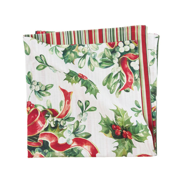 holiday ribbon table linens, reversible christmas fabric napkin