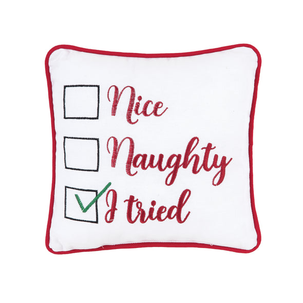 i tried decorative pillow, funny christmas pillow, naughty or nice pillow
