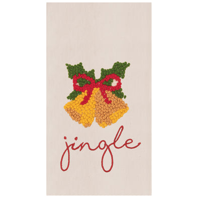 jingle bells bow french knot kitchen towel, christmas kitchen towel