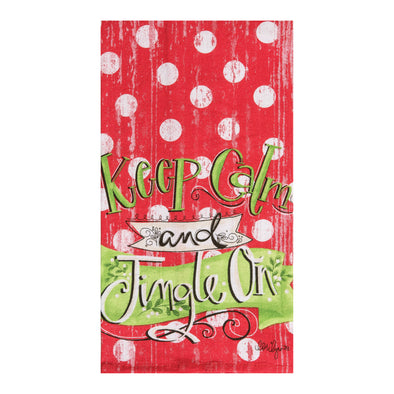 LoriLynn Simms Keep Calm and Jinge On kitchen towel, christmas kitchen towel, funny christmas
