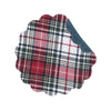 lennox plaid table linens, reversible fabric table linens, round placemat, red and black tartan plaid