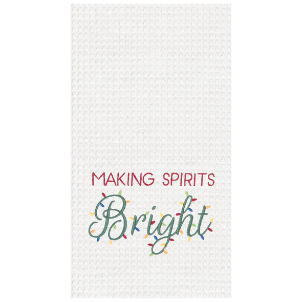 making spirits bright waffle weave kitchen towel, christmas kitchen towel