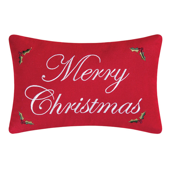 merry christmas holly decorative pillow, red christmas pillow