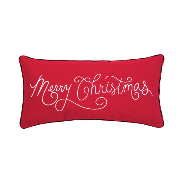 merry christmas oblong decorative pillow, red christmas pillow