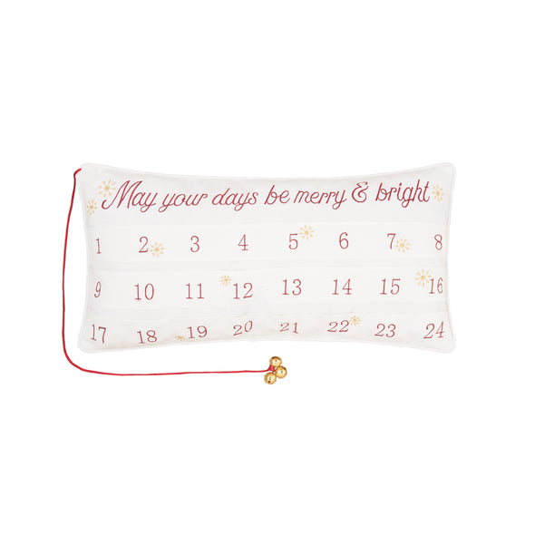 merry and bright advent calendar decorative pillow, christmas advent calendar, christmas pillow