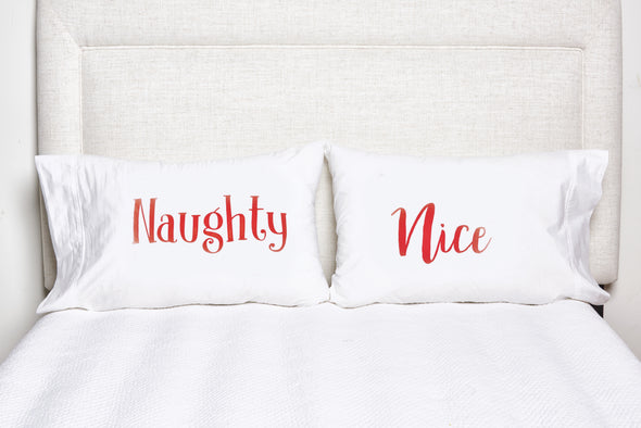 naughty and nice pillowcase set, christmas pillowcase set