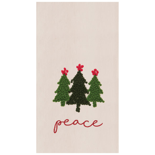 peace christmas trees kitchen towel, christmas kitchen towel