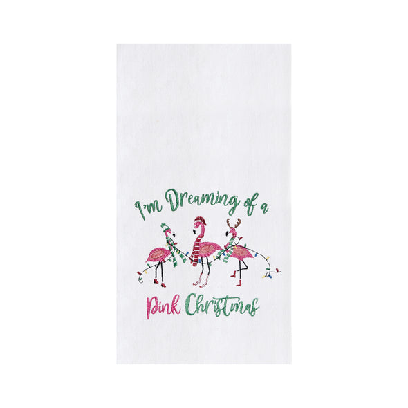 Pink Flamingos Christmas Kitchen Towel