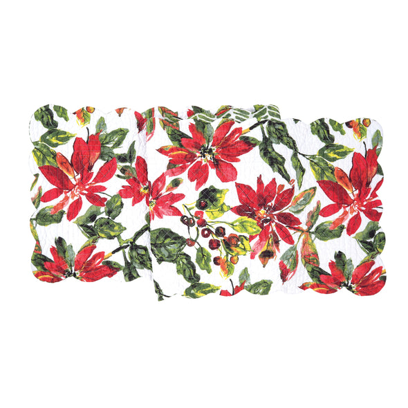 Poinsettia Berries Table Linens, christmas tabletop, poinsettia christmas table runner