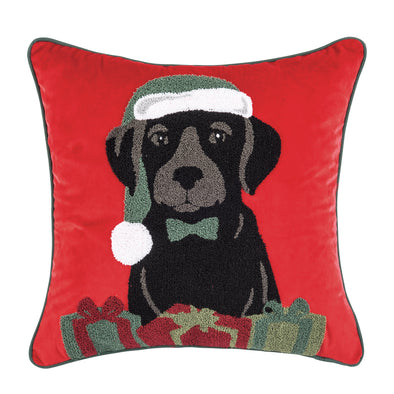 present puppy decorative pillow, velvet christmas pillow