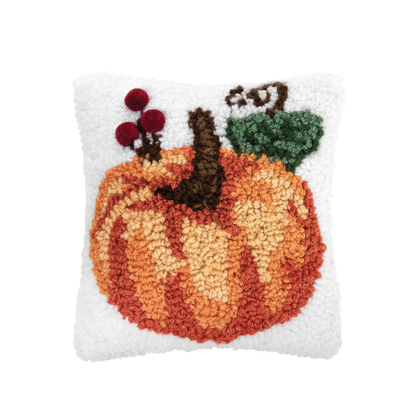 harvest pumpkin hooked decorative pillow