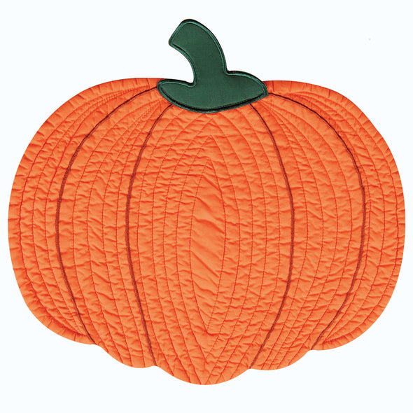 100% cotton pumpkin shaped placemat with embroidered details