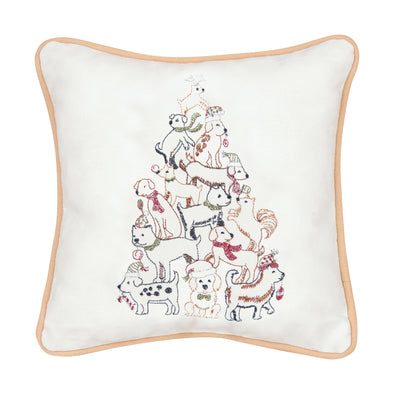 puppy tree decorative pillow, pet lovers gift, dog christmas pillow