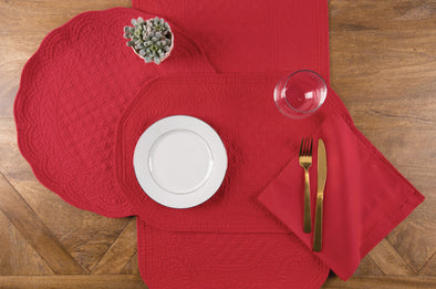 Red Table Linens, red quilted table linens