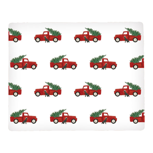 red truck christmas hardboard placemat, black lab christmas hardboard, christmas placemat