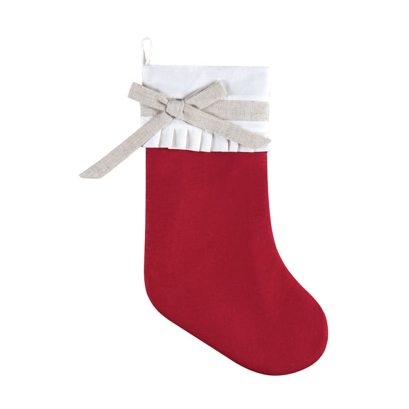 red linen holiday stocking, christmas stocking