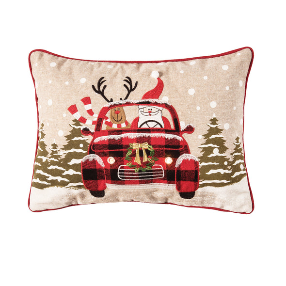 road trip friends LED decorative pillow, santa and reindeer christmas pillow