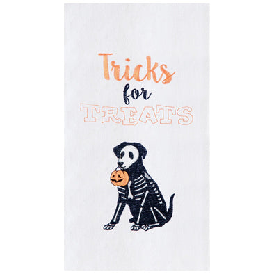 Flour sack kitchen towel, Halloween, Day of the Dead, Tricks for Treats
