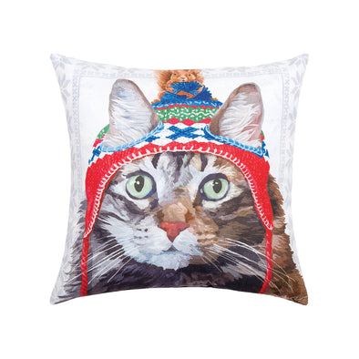 Winter Hat Cat Decorative Pillow