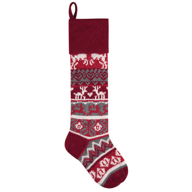 red white gray nordic knit christmas stocking