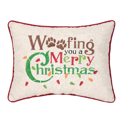 woofing you a merry christmas decorative pillow
