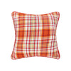 Orange, red, white, and purple plaid fall pillow