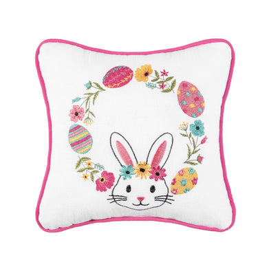 Bunny Egg Easter Wreath Pillow